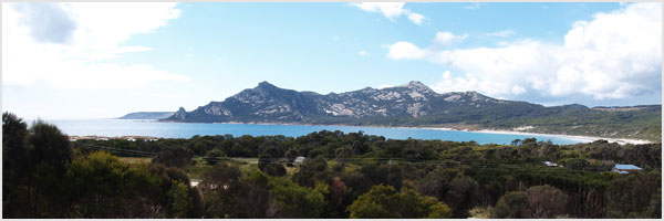 View of Killiecrankie Bay, Flinders Island, Tasmania, Australia.